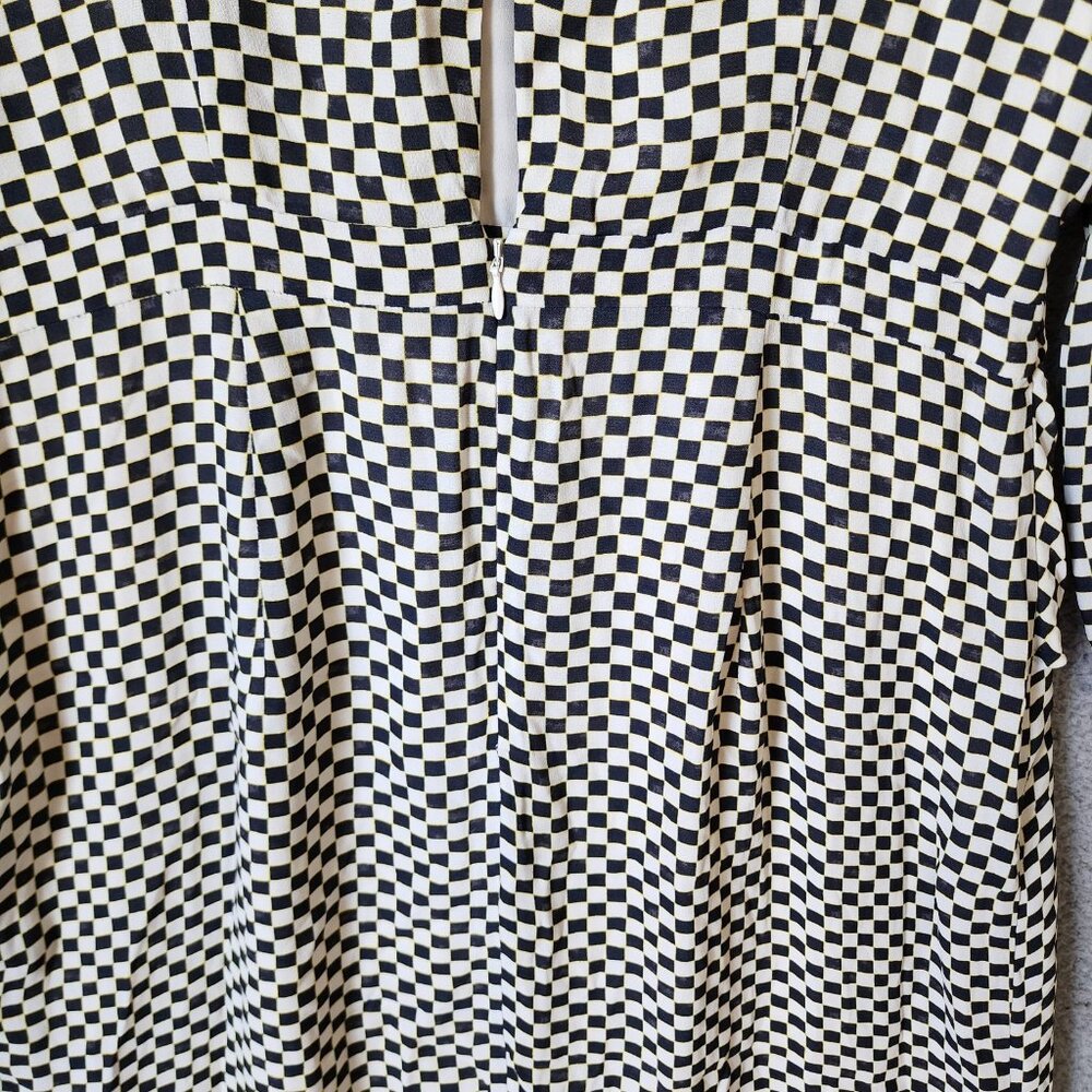 Reiss‎ Women's Sz 10 Dahlia Check Long Sleeve Dress Asymmetrical Hem Black/White - Picture 16 of 16